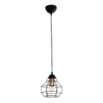 GloboStar® BUR 204-0180 Μοντέρνο Κρεμαστό Φωτιστικό Οροφής Μονόφωτο 1 x E27 AC 220-240V IP20 Μαύρο - Μ17 x Π17 x Υ23cm - Image 2