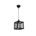 GloboStar® JAULA 204-0181 Μοντέρνο Κρεμαστό Φωτιστικό Οροφής Μονόφωτο 1 x E27 AC 220-240V IP20 Μαύρο - Μ17 x Π17 x Υ23cm - Image 3