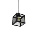 GloboStar® JAULA 204-0181 Μοντέρνο Κρεμαστό Φωτιστικό Οροφής Μονόφωτο 1 x E27 AC 220-240V IP20 Μαύρο - Μ17 x Π17 x Υ23cm - Image 5