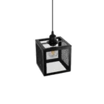 GloboStar® JAULA 204-0181 Μοντέρνο Κρεμαστό Φωτιστικό Οροφής Μονόφωτο 1 x E27 AC 220-240V IP20 Μαύρο - Μ17 x Π17 x Υ23cm - Image 6