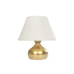 GloboStar® KORG 204-0184 Μοντέρνο Επιτραπέζιο Φωτιστικό Πορτατίφ Μονόφωτο 1 x E27 AC 220-240V IP20 Μπεζ & Χάλκινο - Μ17 x Π17 x Υ23cm - Image 3