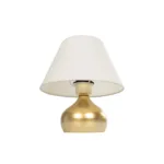 GloboStar® KORG 204-0184 Μοντέρνο Επιτραπέζιο Φωτιστικό Πορτατίφ Μονόφωτο 1 x E27 AC 220-240V IP20 Μπεζ & Χάλκινο - Μ17 x Π17 x Υ23cm - Image 4