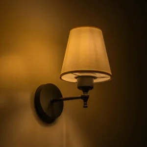 GloboStar® ELEGANTE 204-0186 Μοντέρνο Φωτιστικό Τοίχου Απλίκα Μονόφωτο 1 x E27 AC 220-240V IP20 Μπεζ & Μαύρο - Μ14 x Π14 x Υ26cm