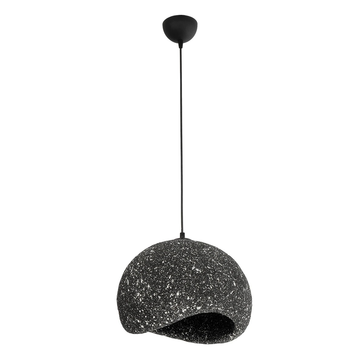 GloboStar® STONE 204-0194 Μοντέρνο Κρεμαστό Φωτιστικό Καμπάνα Μονόφωτο 1 x E27 IP20 Μαύρο Με Λευκό Πολυστερίνη με Ρητίνη - Μ35 x Π31 x Υ26cm - Image 3