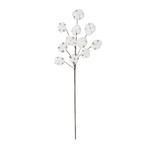 GloboStar® Artificial Garden COTTON BRANCH 20569 Τεχνητό Διακοσμητικό Κλαδί Βαμβάκι Μ30 x Π6 x Υ80 cm