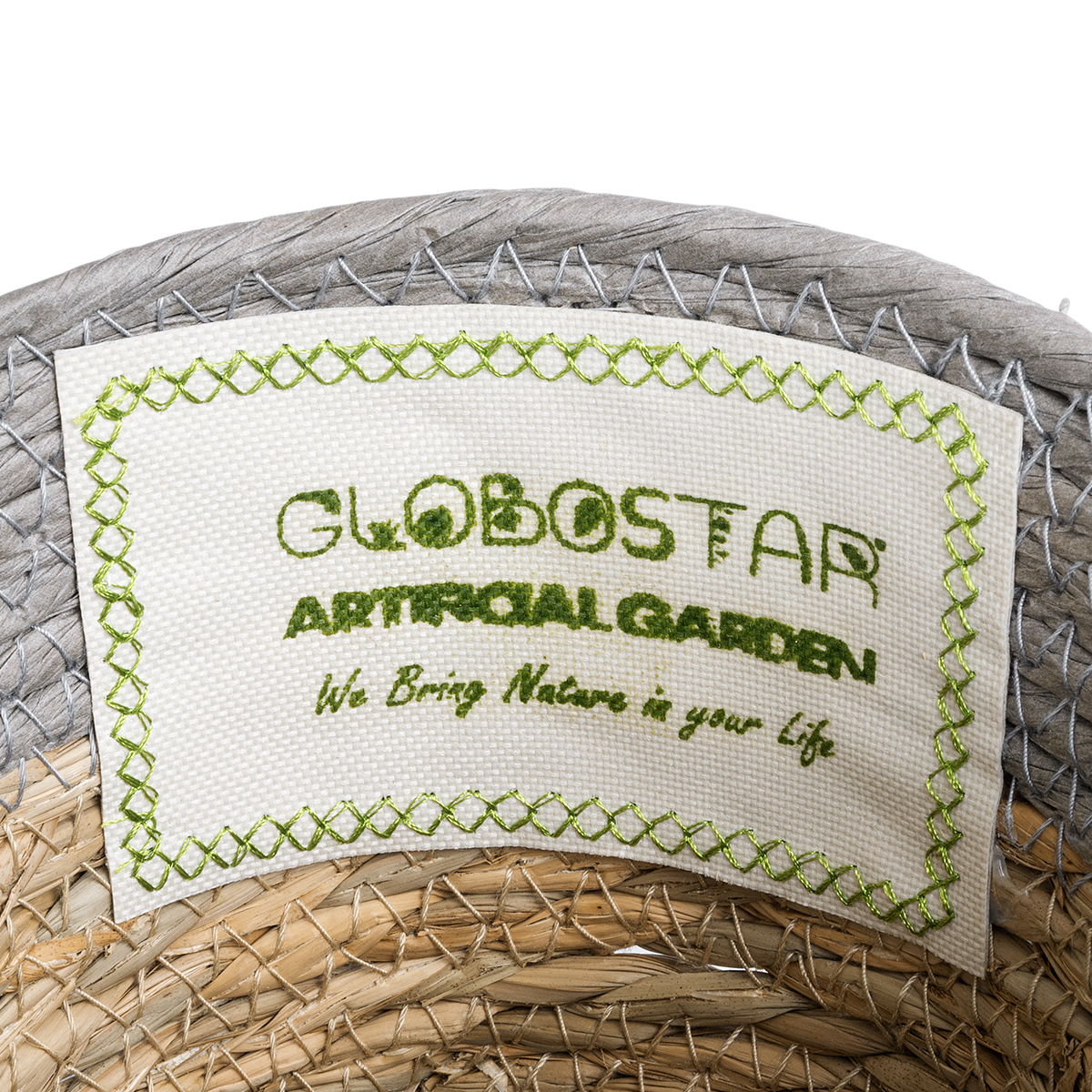 GloboStar® Artificial Garden SYROS 20570 Διακοσμητικό Πλεκτό Κασπώ Γλάστρα - Flower Pot Μπεζ με Γκρι Φ17 x Υ16cm - Image 5