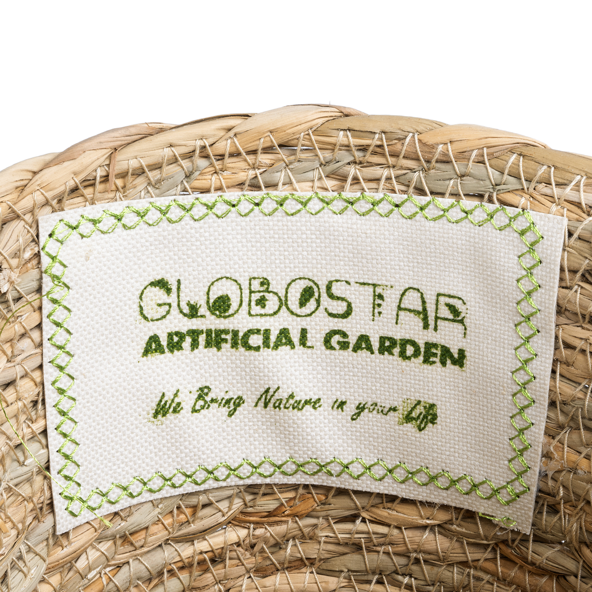 GloboStar® Artificial Garden SANTORINI 20572 Διακοσμητικό Πλεκτό Κασπώ Γλάστρα - Flower Pot Μπεζ με Λευκό Φ17 x Υ16cm - Image 5