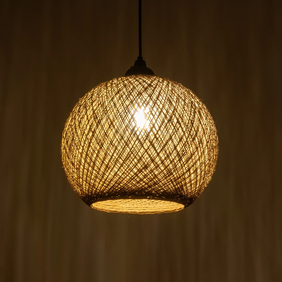 GLOBOSTAR® SOLEI 205-0002 Boho Κρεμαστό Φωτιστικό Οροφής με Ντουί 1 x E27 AC 220-240V IP20 - Μπεζ - M30 x Π30 x Υ35cm - Image 2