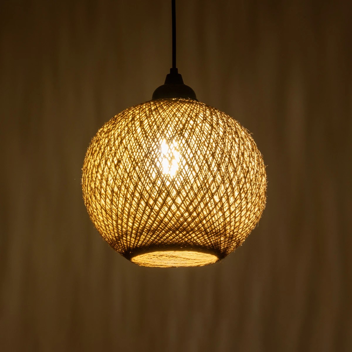 GLOBOSTAR® SOLEI 205-0003 Boho Κρεμαστό Φωτιστικό Οροφής με Ντουί 1 x E27 AC 220-240V IP20 - Μπεζ - M20 x Π20 x Υ25cm - Image 2