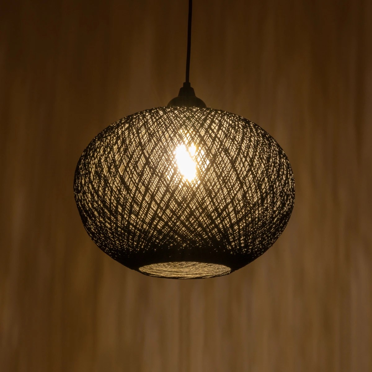 GLOBOSTAR® SOLEI 205-0005 Boho Κρεμαστό Φωτιστικό Οροφής με Ντουί 1 x E27 AC 220-240V IP20 - Μαύρο - M30 x Π30 x Υ35cm - Image 2