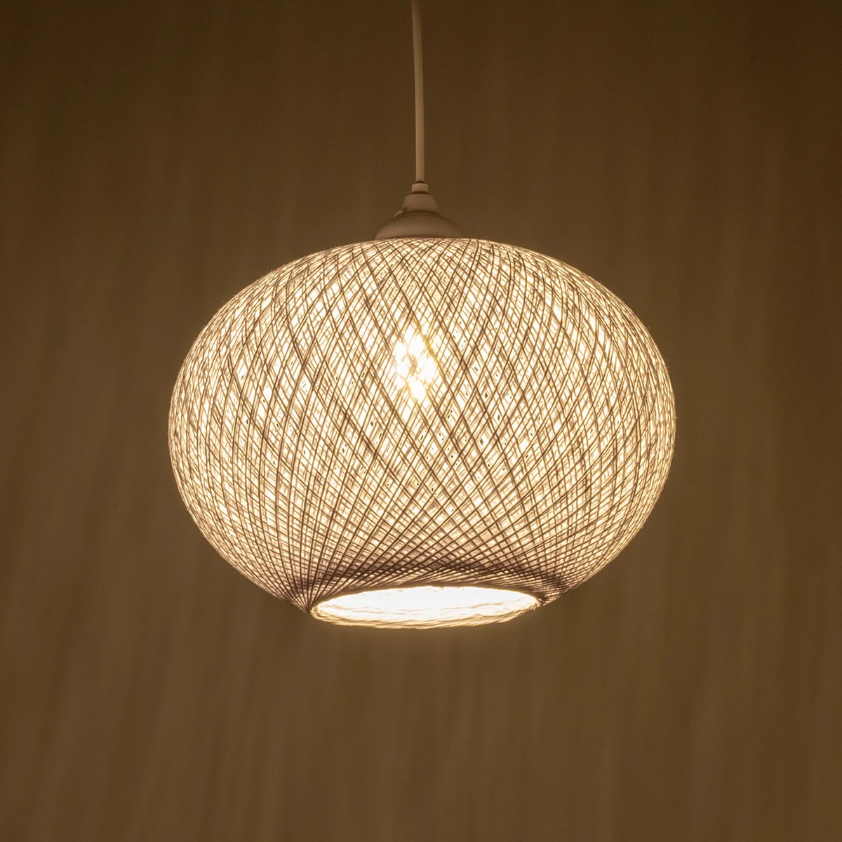 GLOBOSTAR® SOLEI 205-0008 Boho Κρεμαστό Φωτιστικό Οροφής με Ντουί 1 x E27 AC 220-240V IP20 - Λευκό - M30 x Π30 x Υ35cm - Image 2