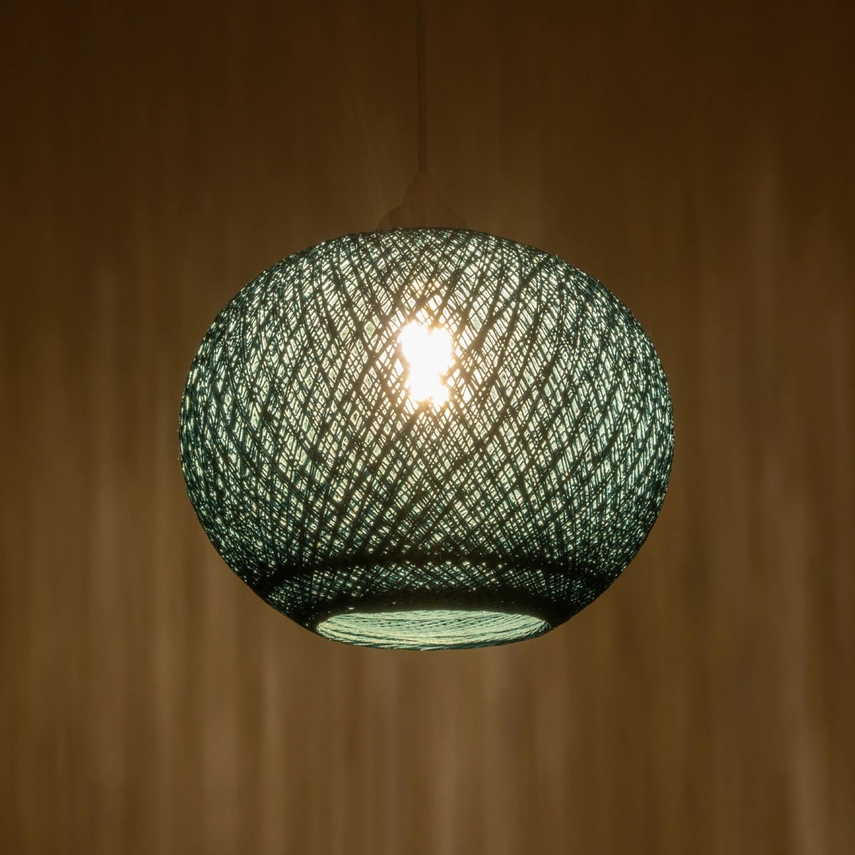 GLOBOSTAR® SOLEI 205-0011 Boho Κρεμαστό Φωτιστικό Οροφής με Ντουί 1 x E27 AC 220-240V IP20 - Τιρκουάζ - M30 x Π30 x Υ35cm - Image 2