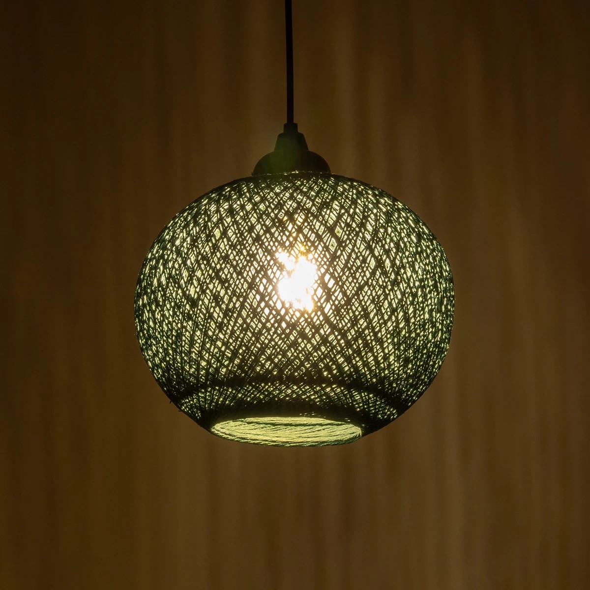 GLOBOSTAR® SOLEI 205-0015 Boho Κρεμαστό Φωτιστικό Οροφής με Ντουί 1 x E27 AC 220-240V IP20 - Πράσινο - M20 x Π20 x Υ25cm - Image 2