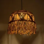 GLOBOSTAR® TONA 205-0016 Boho Κρεμαστό Φωτιστικό Οροφής με Ντουί 1 x E27 AC 220-240V IP20 - Μπεζ - M40 x Π40 x Υ38cm - Image 2