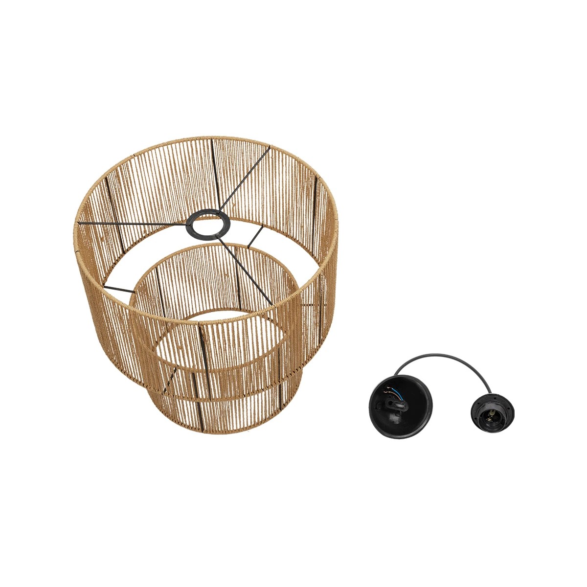 GLOBOSTAR® ROXXI 205-0019 Boho Κρεμαστό Φωτιστικό Οροφής με Ντουί 1 x E27 AC 220-240V IP20 - Μπεζ - M35 x Π35 x Υ37cm - Image 10