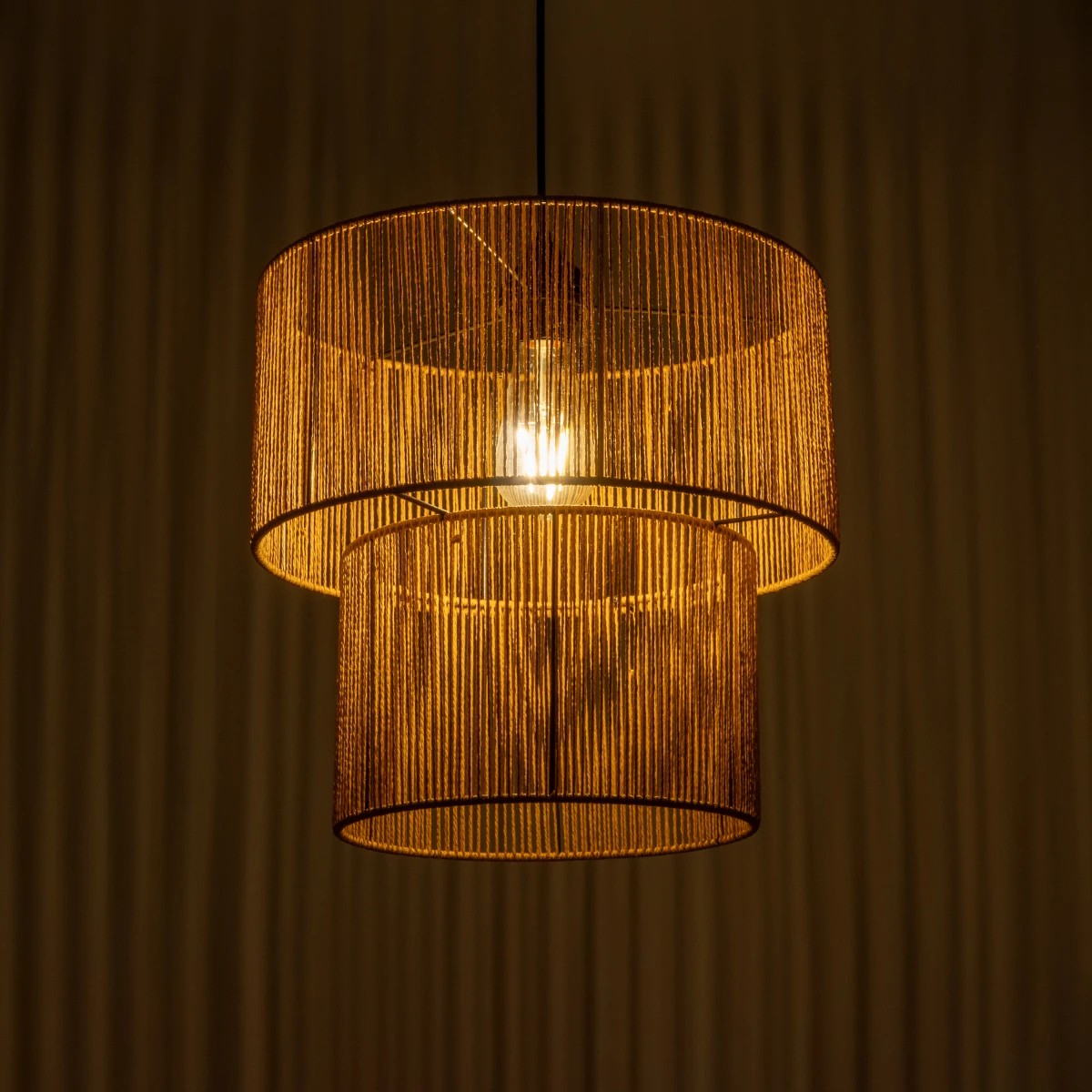 GLOBOSTAR® ROXXI 205-0019 Boho Κρεμαστό Φωτιστικό Οροφής με Ντουί 1 x E27 AC 220-240V IP20 - Μπεζ - M35 x Π35 x Υ37cm - Image 2