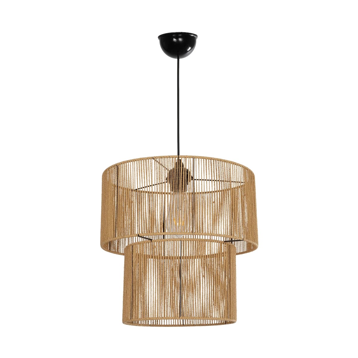 GLOBOSTAR® ROXXI 205-0019 Boho Κρεμαστό Φωτιστικό Οροφής με Ντουί 1 x E27 AC 220-240V IP20 - Μπεζ - M35 x Π35 x Υ37cm - Image 3