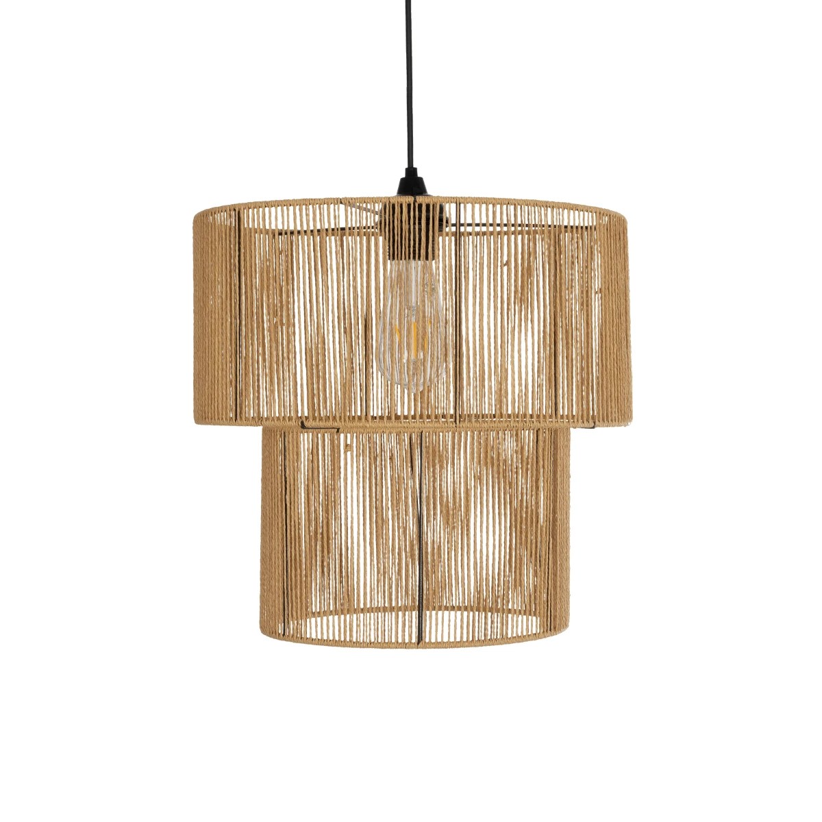 GLOBOSTAR® ROXXI 205-0019 Boho Κρεμαστό Φωτιστικό Οροφής με Ντουί 1 x E27 AC 220-240V IP20 - Μπεζ - M35 x Π35 x Υ37cm - Image 4