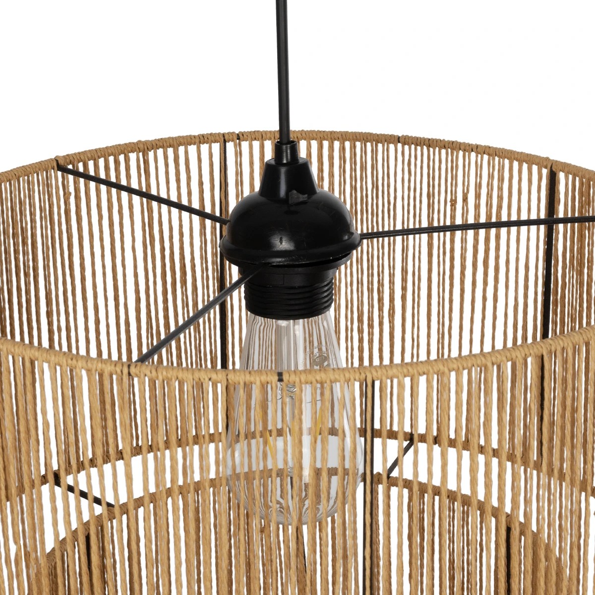 GLOBOSTAR® ROXXI 205-0019 Boho Κρεμαστό Φωτιστικό Οροφής με Ντουί 1 x E27 AC 220-240V IP20 - Μπεζ - M35 x Π35 x Υ37cm - Image 7