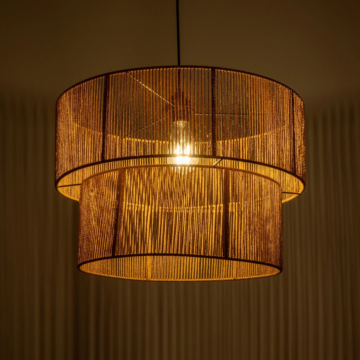 GLOBOSTAR® ROXXI 205-0020 Boho Κρεμαστό Φωτιστικό Οροφής με Ντουί 1 x E27 AC 220-240V IP20 - Μπεζ - M50 x Π50 x Υ36cm - Image 2