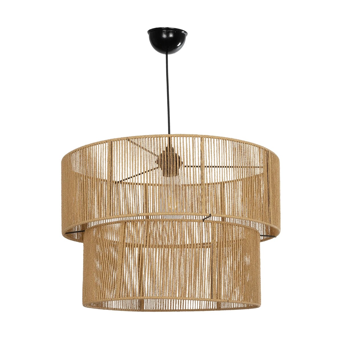 GLOBOSTAR® ROXXI 205-0020 Boho Κρεμαστό Φωτιστικό Οροφής με Ντουί 1 x E27 AC 220-240V IP20 - Μπεζ - M50 x Π50 x Υ36cm - Image 3