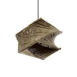 GLOBOSTAR® HUSLE 205-0043 Boho Κρεμαστό Φωτιστικό Οροφής με Ντουί 1 x E27 AC 220-240V IP20 - Μπεζ - M28 x Π28 x Υ19cm - Image 5