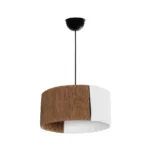 GLOBOSTAR® TAG 205-0059 Boho Κρεμαστό Φωτιστικό Οροφής με Ντουί 1 x E27 AC 220-240V IP20 - Λευκό & Καφέ - M30 x Π30 x Υ18cm - Image 3