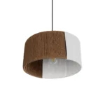 GLOBOSTAR® TAG 205-0059 Boho Κρεμαστό Φωτιστικό Οροφής με Ντουί 1 x E27 AC 220-240V IP20 - Λευκό & Καφέ - M30 x Π30 x Υ18cm - Image 5
