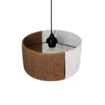 GLOBOSTAR® TAG 205-0059 Boho Κρεμαστό Φωτιστικό Οροφής με Ντουί 1 x E27 AC 220-240V IP20 - Λευκό & Καφέ - M30 x Π30 x Υ18cm - Image 6