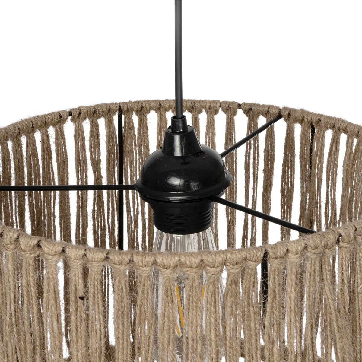 GLOBOSTAR® REGEN 205-0074 Boho Κρεμαστό Φωτιστικό Οροφής με Ντουί 1 x E27 AC 220-240V IP20 - Μπεζ - M30 x Π30 x Υ40cm - Image 10