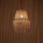 GLOBOSTAR® ROKA 205-0075 Boho Κρεμαστό Φωτιστικό Οροφής με Ντουί 1 x E27 AC 220-240V IP20 - Μπεζ - M30 x Π30 x Υ45cm - Image 2