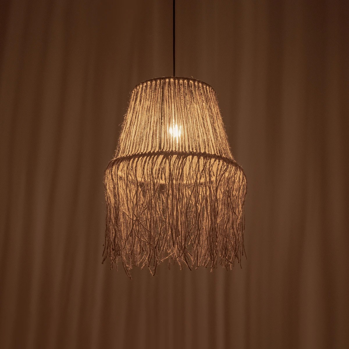 GLOBOSTAR® ROKA 205-0075 Boho Κρεμαστό Φωτιστικό Οροφής με Ντουί 1 x E27 AC 220-240V IP20 - Μπεζ - M30 x Π30 x Υ45cm - Image 2