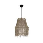 GLOBOSTAR® ROKA 205-0075 Boho Κρεμαστό Φωτιστικό Οροφής με Ντουί 1 x E27 AC 220-240V IP20 - Μπεζ - M30 x Π30 x Υ45cm - Image 3