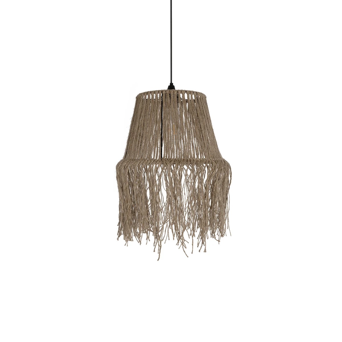GLOBOSTAR® ROKA 205-0075 Boho Κρεμαστό Φωτιστικό Οροφής με Ντουί 1 x E27 AC 220-240V IP20 - Μπεζ - M30 x Π30 x Υ45cm - Image 4