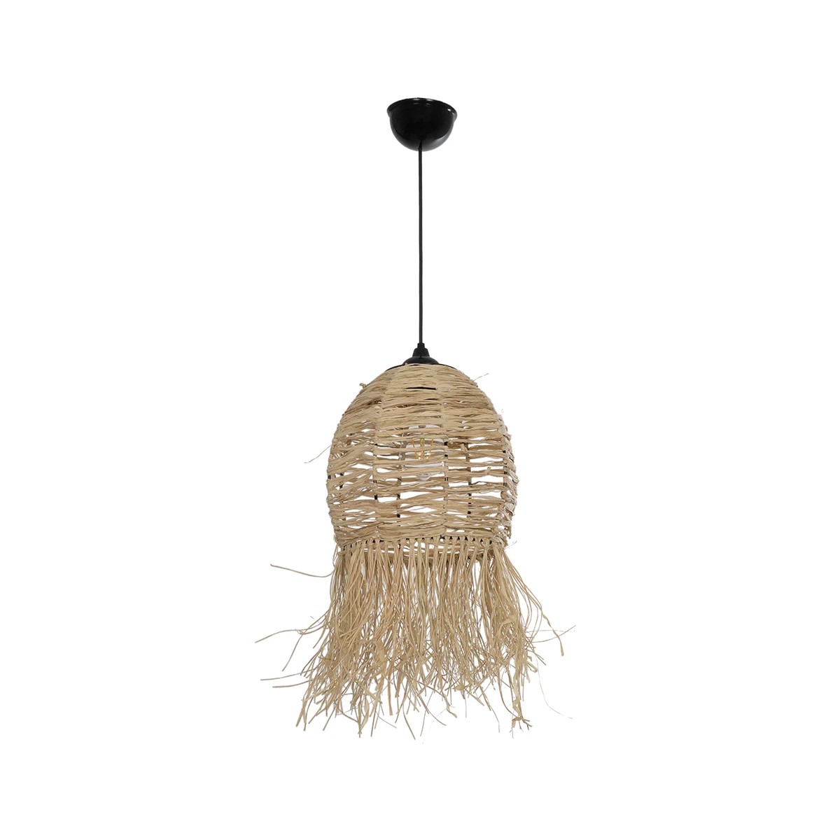 GLOBOSTAR® ROKA 205-0076 Boho Κρεμαστό Φωτιστικό Οροφής με Ντουί 1 x E27 AC 220-240V IP20 - Μπεζ - M25 x Π25 x Υ45cm - Image 3