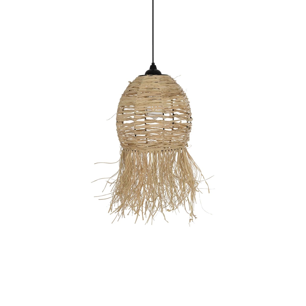 GLOBOSTAR® ROKA 205-0076 Boho Κρεμαστό Φωτιστικό Οροφής με Ντουί 1 x E27 AC 220-240V IP20 - Μπεζ - M25 x Π25 x Υ45cm - Image 4