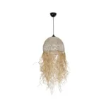 GLOBOSTAR® PLUVIA 205-0082 Boho Κρεμαστό Φωτιστικό Οροφής με Ντουί 1 x E27 AC 220-240V IP20 - Μπεζ - M30 x Π30 x Υ70cm - Image 3