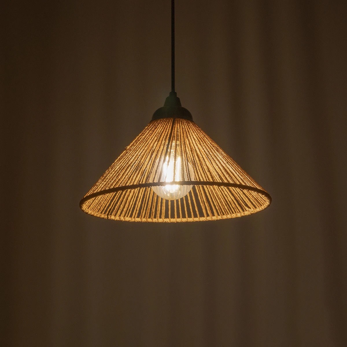 GLOBOSTAR® FUNIS 205-0084 Boho Κρεμαστό Φωτιστικό Οροφής με Ντουί 1 x E27 AC 220-240V IP20 - Μπεζ - M25 x Π25 x Υ16cm - Image 2