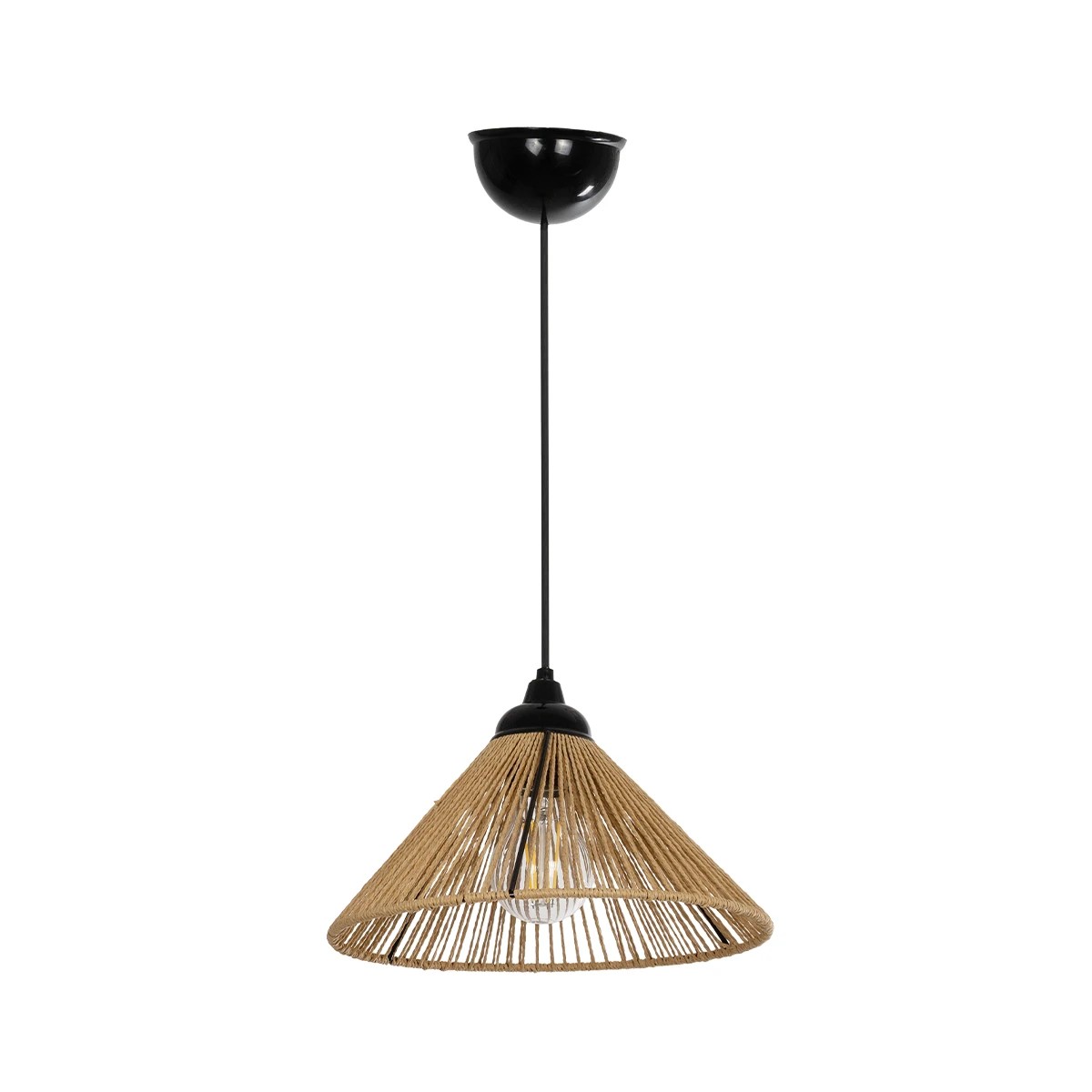 GLOBOSTAR® FUNIS 205-0084 Boho Κρεμαστό Φωτιστικό Οροφής με Ντουί 1 x E27 AC 220-240V IP20 - Μπεζ - M25 x Π25 x Υ16cm - Image 3