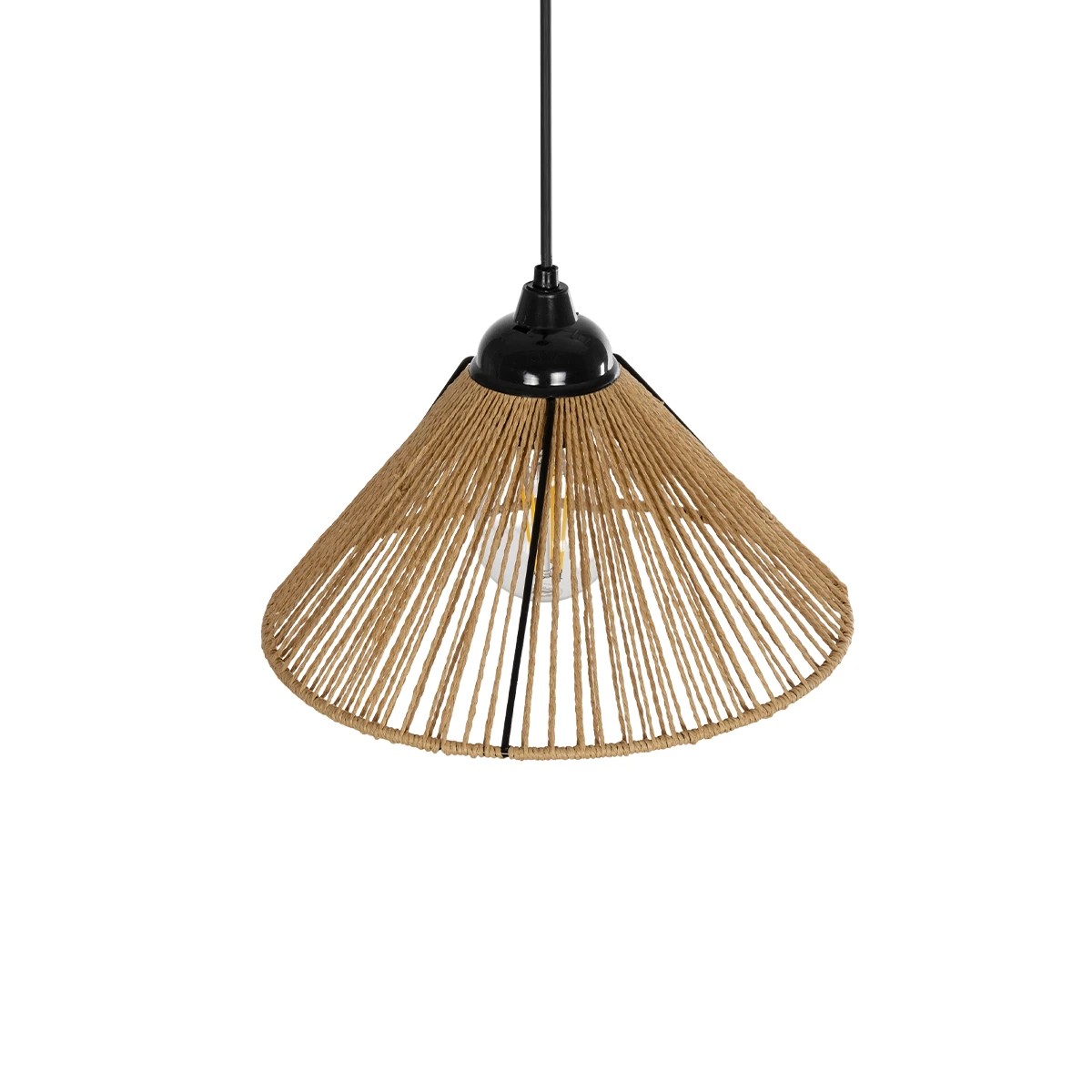 GLOBOSTAR® FUNIS 205-0084 Boho Κρεμαστό Φωτιστικό Οροφής με Ντουί 1 x E27 AC 220-240V IP20 - Μπεζ - M25 x Π25 x Υ16cm - Image 6