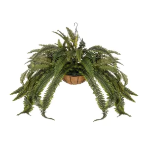 GloboStar® Artificial Garden FERN HANGING PLANT 20622 Τεχνητό Κρεμαστό Διακοσμητικό Φυτό Φτέρης Π90 x Μ90 x Y70cm