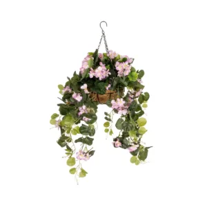 GloboStar® Artificial Garden BEGONIA HANGING PLANT 20639 Τεχνητό Κρεμαστό Διακοσμητικό Φυτό Βιγόνια Π75 x Μ75 x Y80cm
