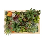 GloboStar® Artificial Garden VARIOUS PLANT 20642 Τεχνητό Διακοσμητικό Φυλλωσιάς σε Ξύλινο Πάνελ  - Κάθετος Κήπος Μιξ Μ60 x Π60 x Υ20cm