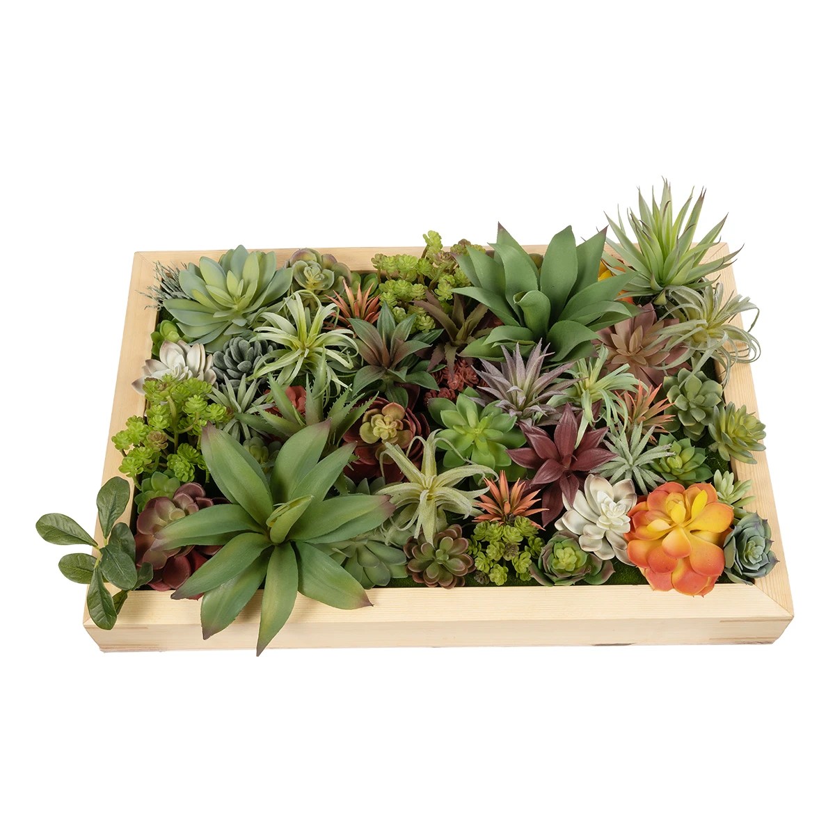 GloboStar® Artificial Garden VARIOUS PLANT 20642 Τεχνητό Διακοσμητικό Φυλλωσιάς σε Ξύλινο Πάνελ - Κάθετος Κήπος Μιξ Μ60 x Π60 x Υ20cm - Image 4