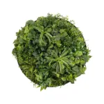 GloboStar® Artificial Garden VARIOUS PLANTS ROUND WALL DISC 20689 Τεχνητό Διακοσμητικό Στρογγυλό Πάνελ Φυλλωσιάς - Κάθετος Κήπος Μιξ Μ70 x Π70 x Υ15cm