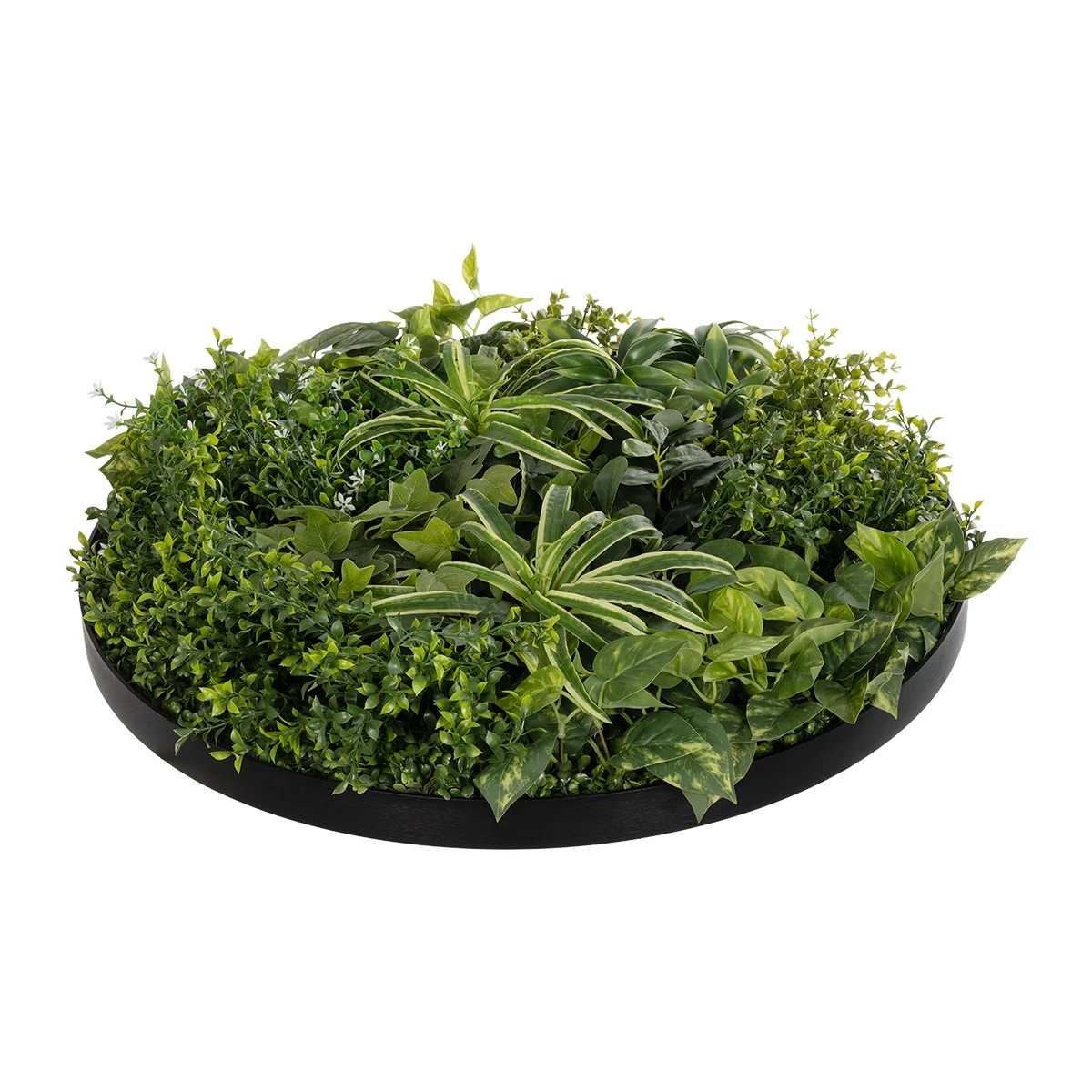 GloboStar® Artificial Garden VARIOUS PLANTS ROUND WALL DISC 20689 Τεχνητό Διακοσμητικό Στρογγυλό Πάνελ Φυλλωσιάς - Κάθετος Κήπος Μιξ Μ70 x Π70 x Υ15cm - Image 3