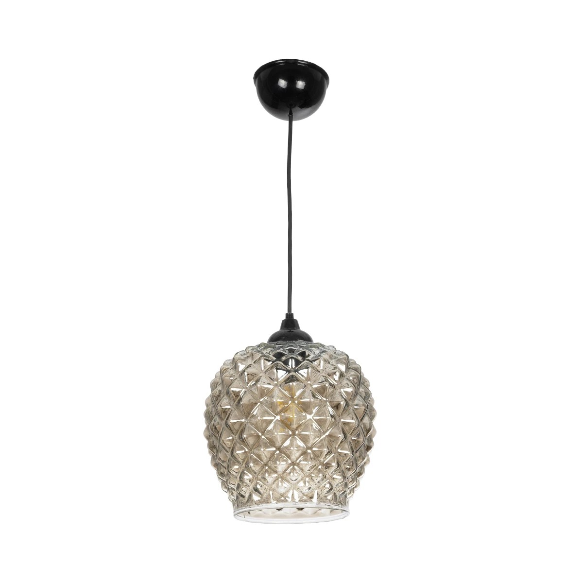 GLOBOSTAR® KEGEL 206-0006 Μοντέρνο Κρεμαστό Φωτιστικό Οροφής με Ντουί 1 x E27 AC 220-240V IP20 - Μαύρο Φιμέ - Μ19 x Π19 x Υ19cm - Image 3