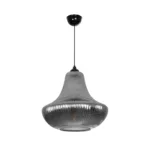 GLOBOSTAR® VERRE 206-0021 Μοντέρνο Κρεμαστό Φωτιστικό Οροφής με Ντουί 1 x E27 AC 220-240V IP20 - Μαύρο Φιμέ - Μ38 x Π38 x Υ34cm - Image 3
