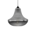 GLOBOSTAR® VERRE 206-0021 Μοντέρνο Κρεμαστό Φωτιστικό Οροφής με Ντουί 1 x E27 AC 220-240V IP20 - Μαύρο Φιμέ - Μ38 x Π38 x Υ34cm - Image 4