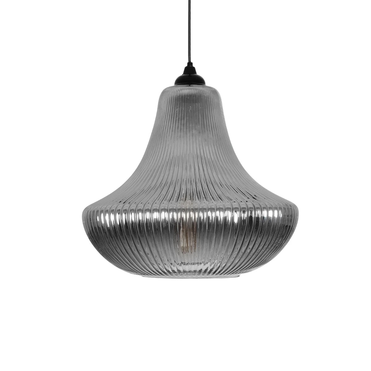 GLOBOSTAR® VERRE 206-0021 Μοντέρνο Κρεμαστό Φωτιστικό Οροφής με Ντουί 1 x E27 AC 220-240V IP20 - Μαύρο Φιμέ - Μ38 x Π38 x Υ34cm - Image 4